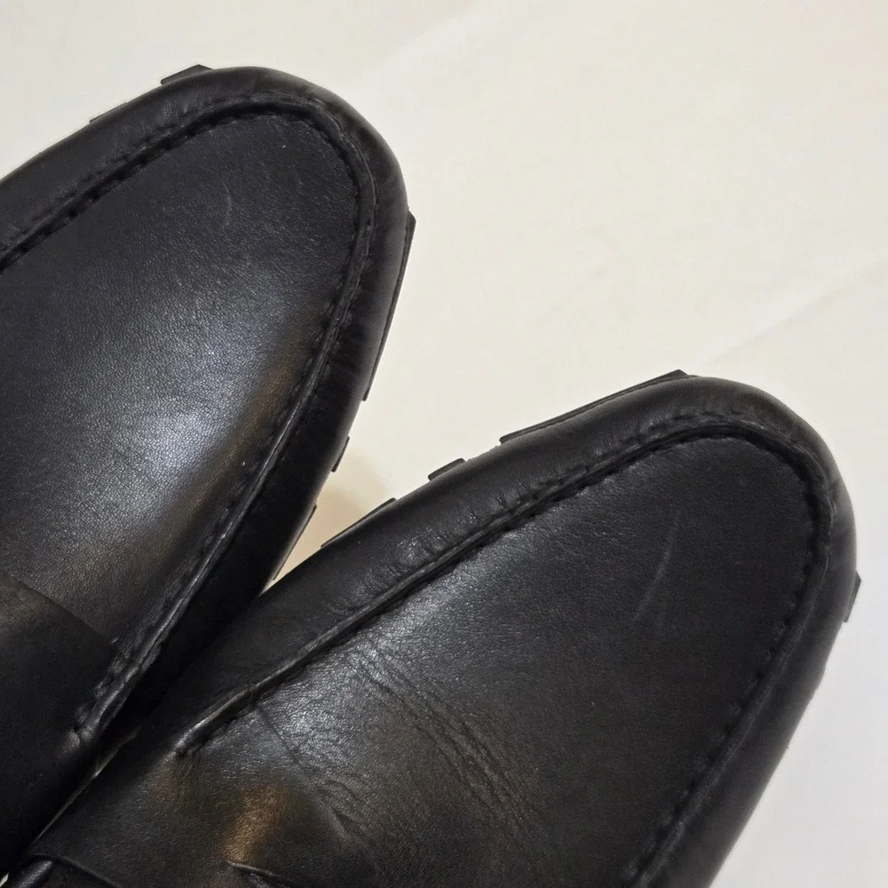 Bally Saturno Penny Loafer Mens 12D Black Leather Swiss Made Drivers Nearly New